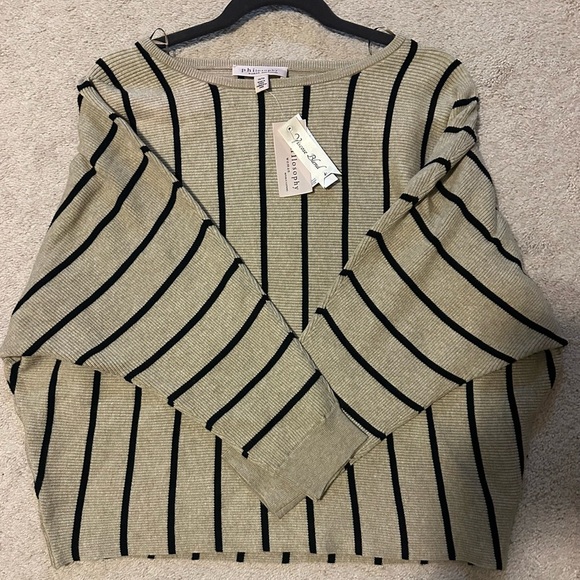 Philosophy Sweaters - Philosophy Women's Striped Sweater - Tan and Black